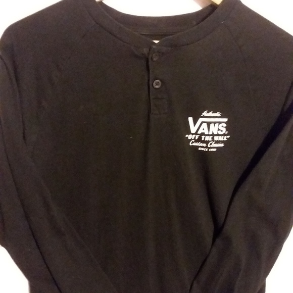 Vans Other - Vans Men's Long Sleeve Cotton Henley T-Shirt Blk S